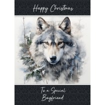 Christmas Card For Boyfriend (Fantasy Wolf Art, Design 2)