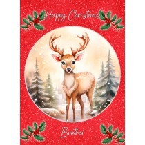 Christmas Card For Brother (Globe, Deer)
