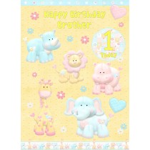 Kids 1st Birthday Funny Monster Cartoon Card for Brother