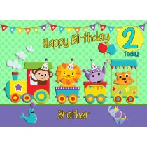 2nd Birthday Card for Brother (Train Green)