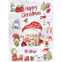 Christmas Card For Brother (Elf, White)