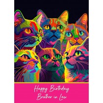 Birthday Card For Brother in Law (Colourful Cat Art)