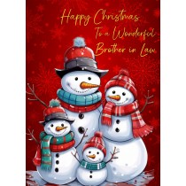 Christmas Card For Brother in Law (Snowman, Design 10)