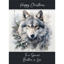 Christmas Card For Brother in Law (Fantasy Wolf Art, Design 2)