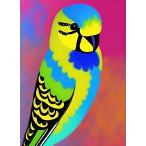 Budgie Animal Colourful Abstract Art Blank Greeting Card