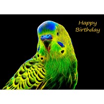 Budgie Neon Art Birthday Card