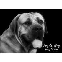 Personalised Bull Mastiff Black and White Art Greeting Card (Birthday, Christmas, Any Occasion)