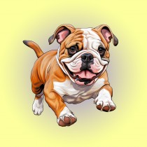 Bulldog Dog Blank Square Card (Running Art)