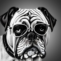 Bulldog Funny Black and White Art Blank Card (Spexy Beast)