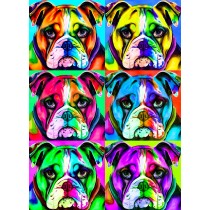 Bulldog Colourful Pop Art Blank Greeting Card