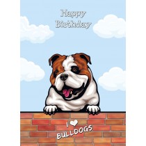 Bulldog Dog Birthday Card (Art, Clouds)