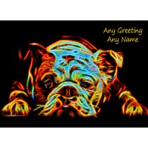 Personalised Bulldog Neon Art Greeting Card (Birthday, Christmas, Any Occasion)