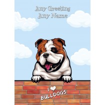 Personalised Bulldog Dog Birthday Card (Art, Clouds)