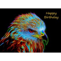 Buzzard Neon Art Birthday Card
