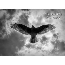 Personalised Buzzard Bird of Prey Black and White Art Greeting Card (Birthday, Christmas, Any Occasion)