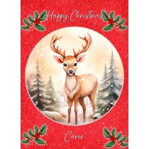 Christmas Card For Carer (Globe, Deer)