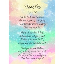 Thank You Poem Verse Card For Carer