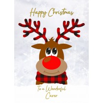 Christmas Card For Carer (Reindeer Cartoon)