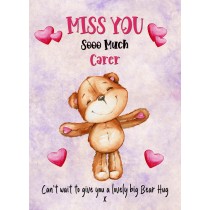 Missing You Card For Carer (Hearts)