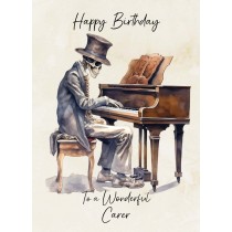 Victorian Musical Skeleton Birthday Card For Carer (Design 2)