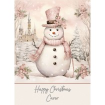Snowman Art Christmas Card For Carer (Design 2)