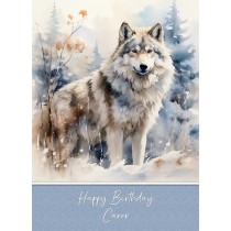 Birthday Card For Carer (Fantasy Wolf Art)