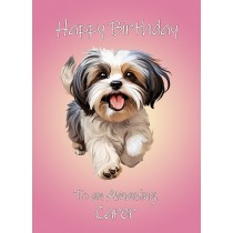 Shih Tzu Dog Birthday Card For Carer