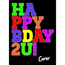 Birthday Card For Carer (Bday, Black)