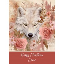 Christmas Card For Carer (Wolf Art, Design 1)