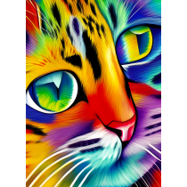 Cat Animal Colourful Abstract Art Blank Greeting Card