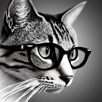 Cat Funny Black and White Art Blank Card (Spexy Beast)
