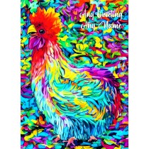 Personalised Chicken Animal Colourful Abstract Art Greeting Card (Birthday, Fathers Day, Any Occasion)