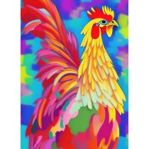 Chicken Animal Colourful Abstract Art Blank Greeting Card