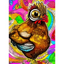 Chicken Colourful Art Blank Greeting Card