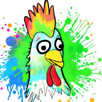 Chicken Splash Art Cartoon Square Blank Card