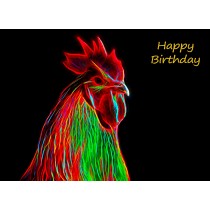 Chicken Neon Art Birthday Card