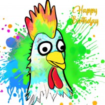 Chicken Splash Art Cartoon Square Birthday Card