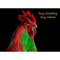 Personalised Chicken Neon Art Greeting Card (Birthday, Christmas, Any Occasion)