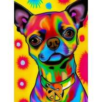 Chihuahua Dog Colourful Abstract Art Blank Greeting Card