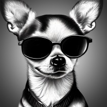 Chihuahua Funny Black and White Art Blank Card (Spexy Beast)
