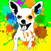 Chihuahua Dog Splash Art Cartoon Square Blank Card