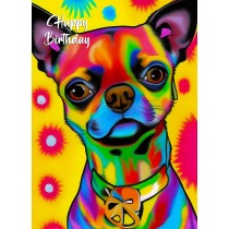 Chihuahua Dog Colourful Abstract Art Birthday Card