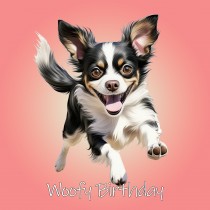 Chihuahua Dog Birthday Square Card (Running Art)
