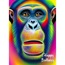 Chimpanzee Animal Colourful Abstract Art Birthday Card