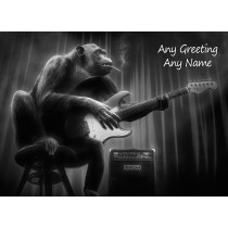 Personalised Chimpanzee Black and White Art Greeting Card (Birthday, Christmas, Any Occasion)