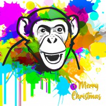 Chimpanzee Splash Art Cartoon Square Christmas Card