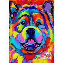 Chow Chow Dog Colourful Abstract Art Birthday Card