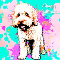 Cockapoo Dog Splash Art Cartoon Square Birthday Card