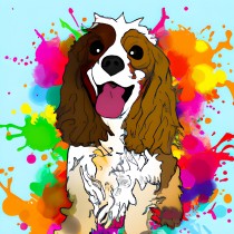 Cocker Spaniel Dog Splash Art Cartoon Square Blank Card