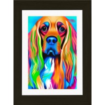 Cocker Spaniel Dog Picture Framed Colourful Abstract Art (30cm x 25cm Black Frame)